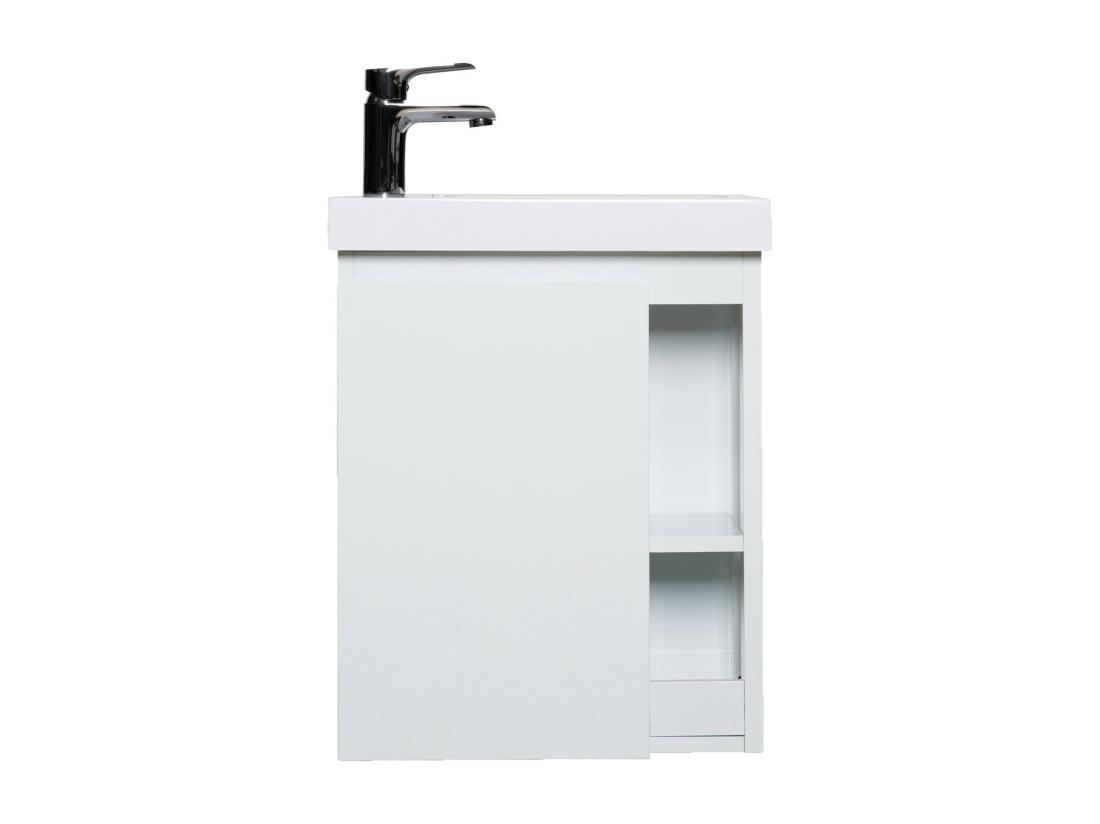 Vente Unique Ensemble Meuble Lave-mains Blanc Vasque Blanche HAMPTON Avec Miroir