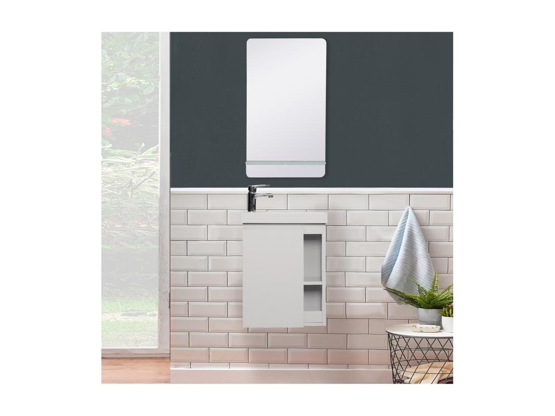 vente unique Ensemble meuble lave-mains blanc vasque blanche HAMPTON avec miroir