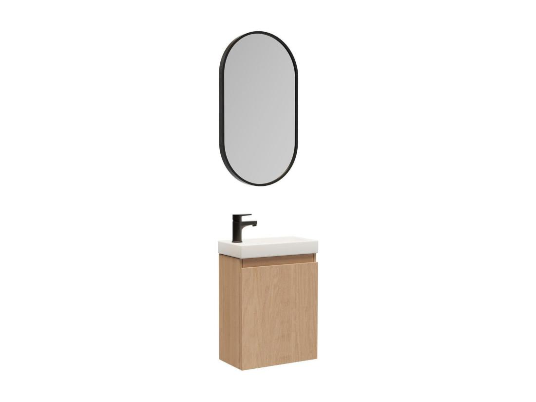 Vente Unique Ensemble Meuble Lave-mains LISA + Robinet GRIFO + Miroir PEPPER