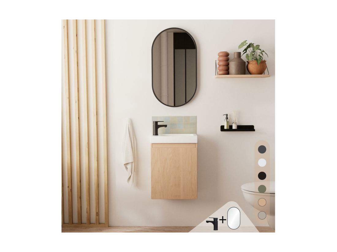 vente unique Ensemble meuble lave-mains LISA + Robinet GRIFO + Miroir PEPPER