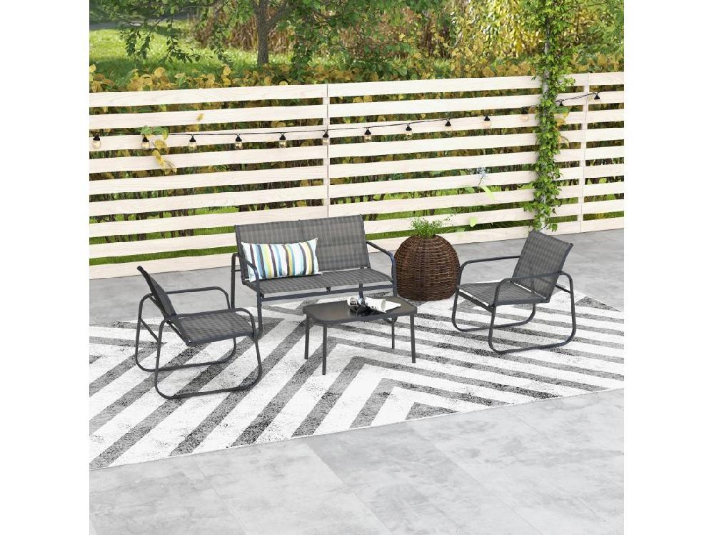 Vente Unique Ensemble Salon De Jardin 2 Fauteuils Canapé 2 Places Table Basse