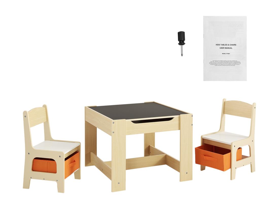 vente unique Ensemble Table et Chaises pour Enfants SucceBuy Table D'activités en Bois avec Boîtes de Rangement