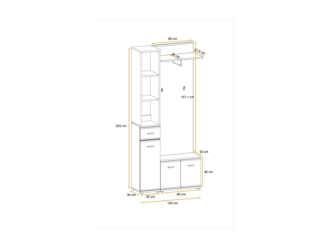 Vente Unique Ensemble Vestiaire 3P "Armario I" 203cm Chêne
