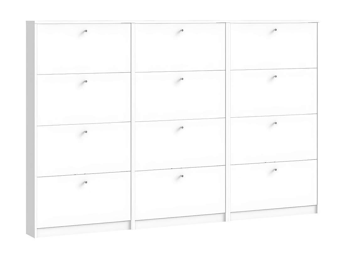 vente unique Escape Armoire à chaussures avec 12 abattants largeur 225 cm hauteur 148 cm blanc