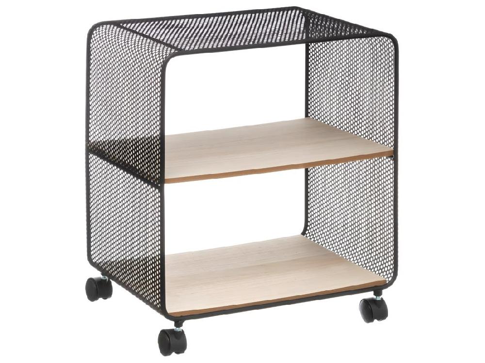 Vente Unique Étagère 2 Cases Sur Roues En Métal Et Bois H 51 Cm
