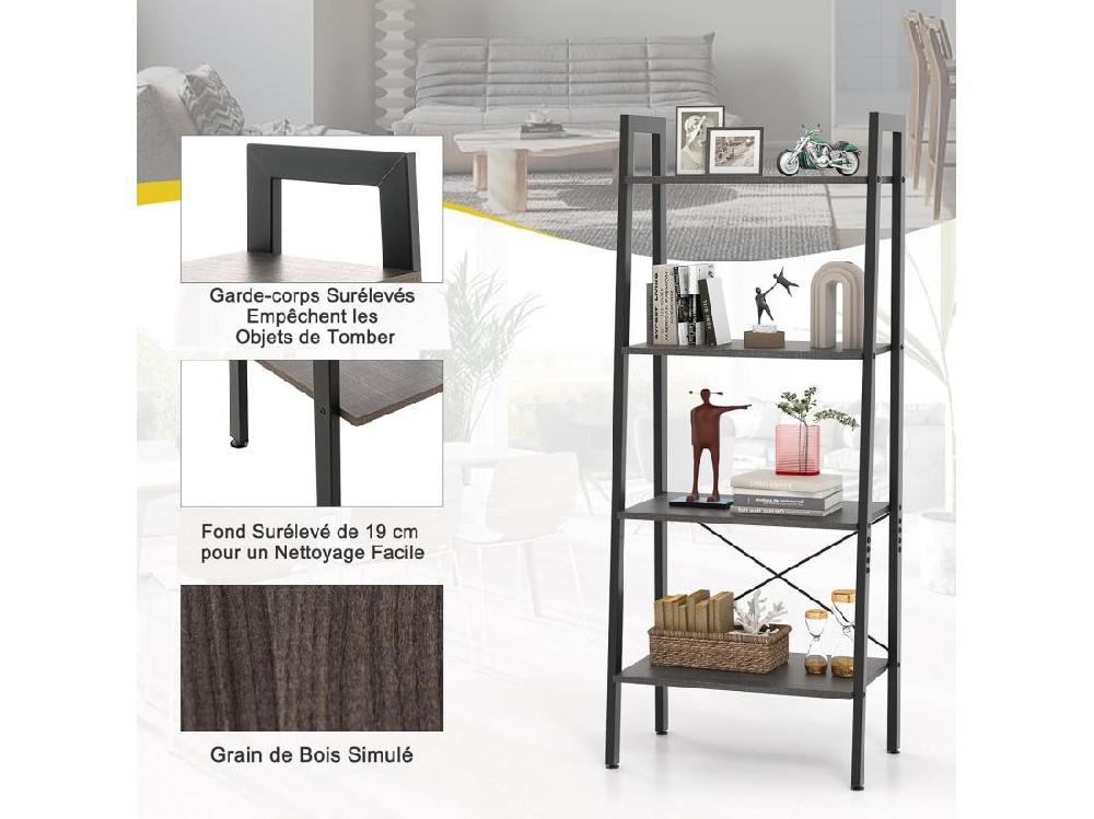 Vente Unique Étagère à 4 Niveaux Bibliothèque étagère De Rangement 56 X 34 X 138 Cm (brun Foncé)