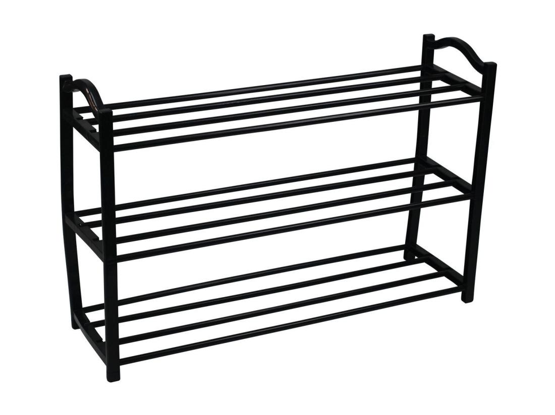 Vente Unique Étagère à Chaussures 3 étagères Zip Noir 62 5x19x44cm O91