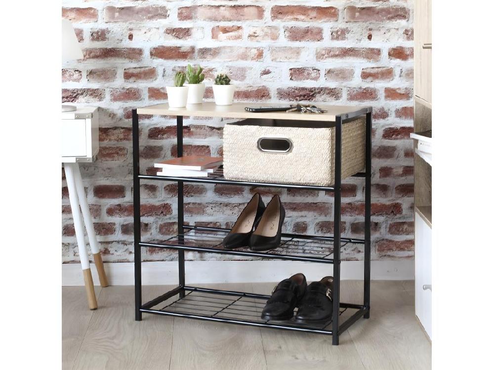 Vente Unique Etagère à Chaussures 4 Niveaux En Acier - LEXIE