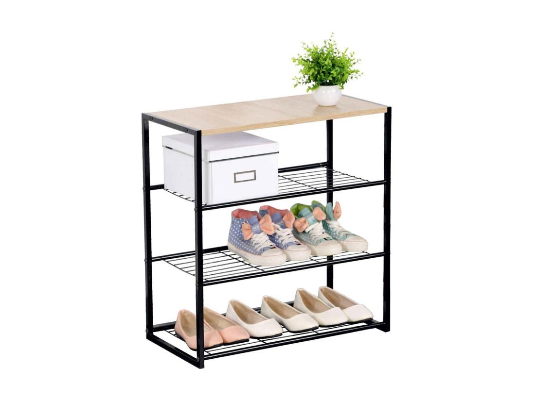Vente Unique Etagère à Chaussures 4 Niveaux En Acier - LEXIE