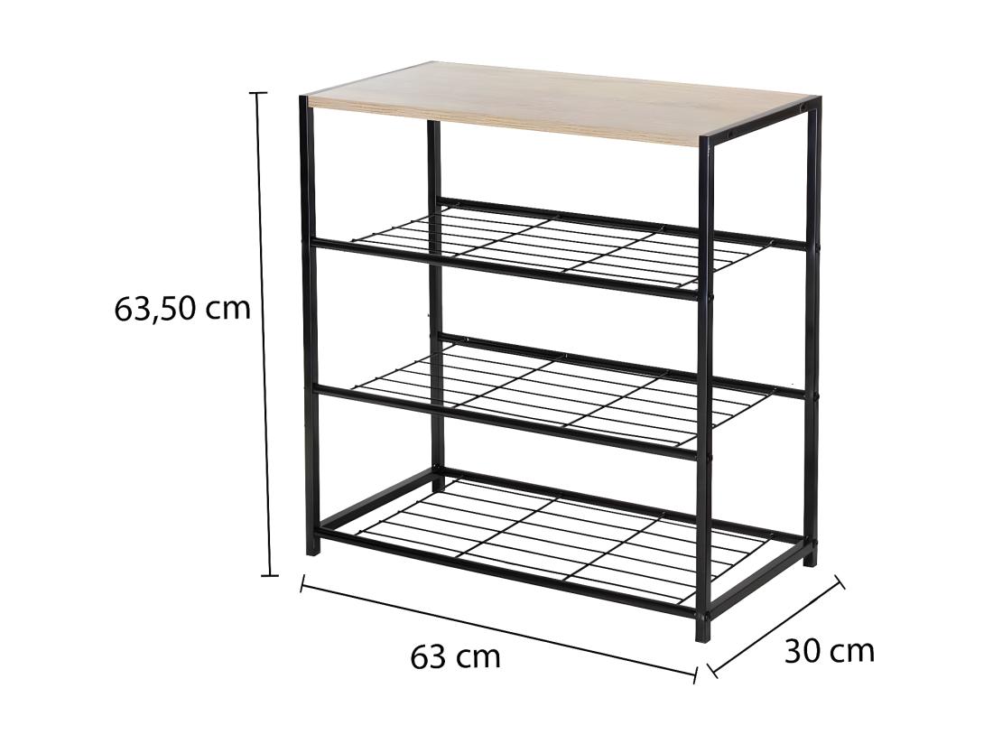 Vente Unique Etagère à Chaussures 4 Niveaux En Acier - LEXIE