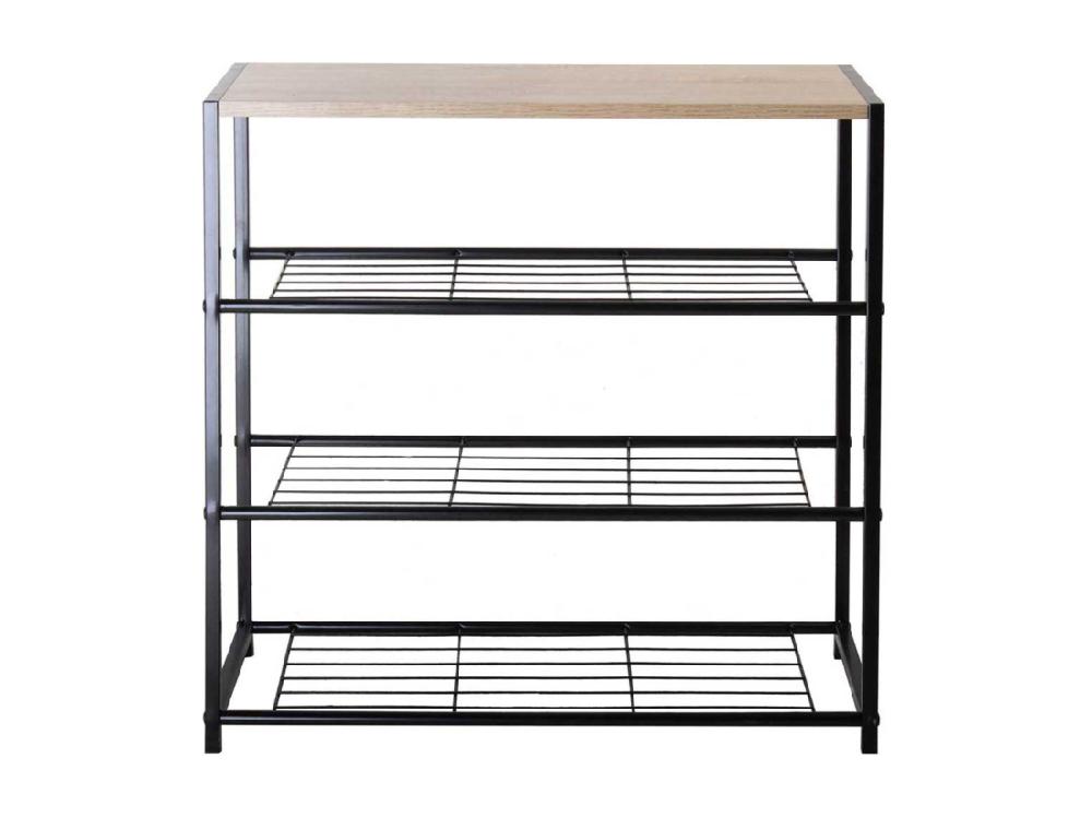 vente unique Etagère à chaussures 4 niveaux en acier - LEXIE