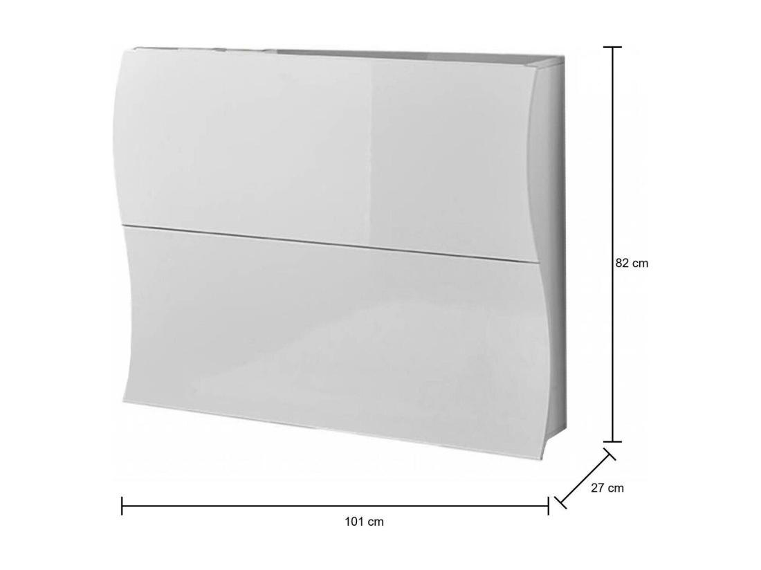 Vente Unique Étagère à Chaussures Dabayom Armoire Polyvalente Avec 2 Portes Pliantes Étagère à Chaussures D'entrée 100% Made In Italy 101x27h82 Cm Blanc Brillant