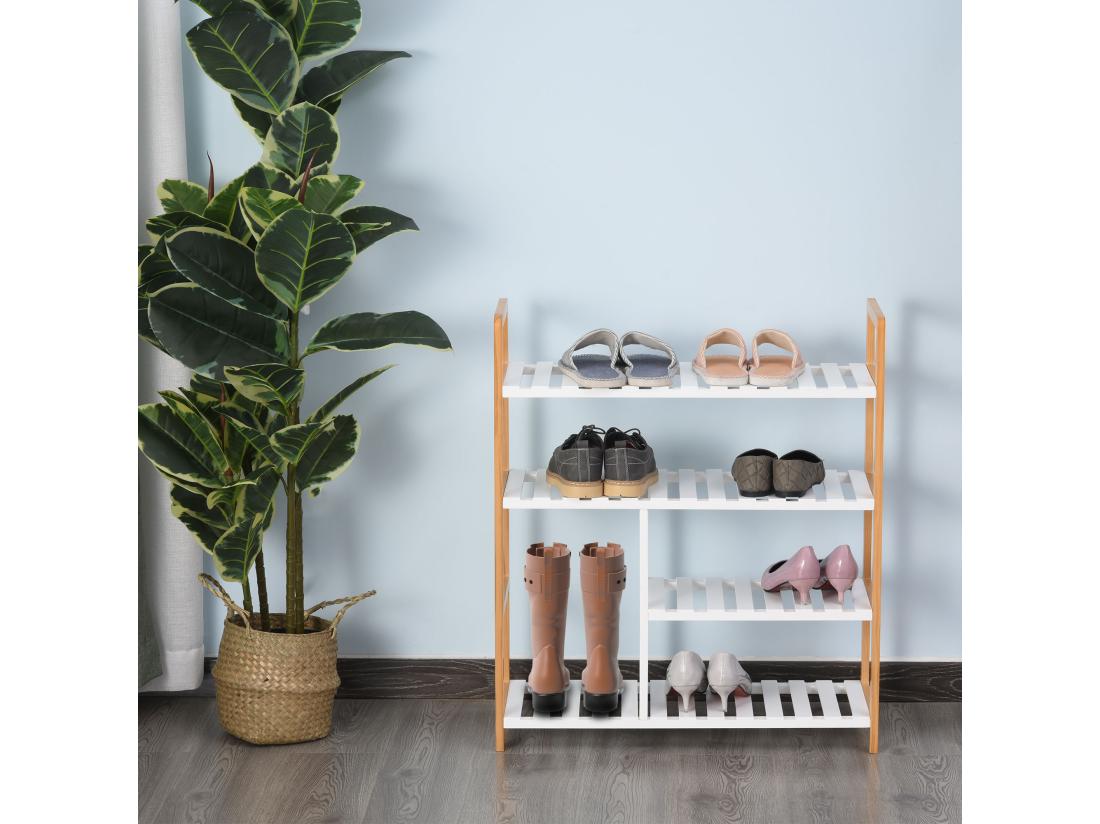 vente unique Etagère à chaussures - étagère de rangement - meuble chaussures 4 niveaux bois de pin étagères à lattes MDF blanc vente unique Etagère à chaussures - étagère de rangement - meuble chaussures 4 niveaux bois de pin étagères à lattes MDF blanc