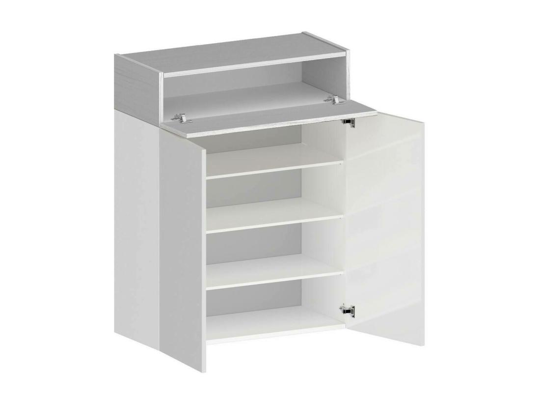 Vente Unique Étagère à Chaussures Oliviero Meuble à Chaussures Peu Encombrant à 3 Portes Armoire D'entrée Multifonctionnelle 76x38h100 Cm Effet Mélèze Blanc