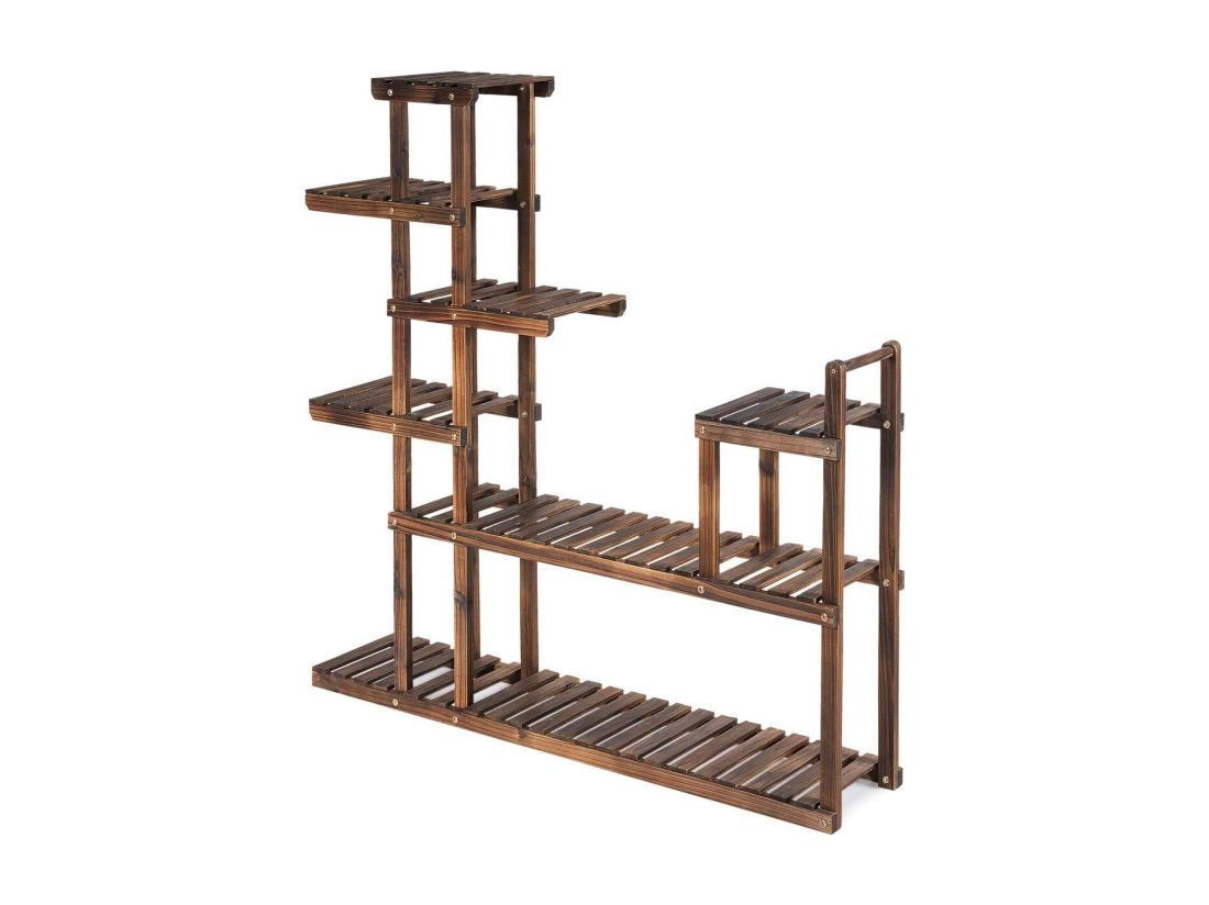 Vente Unique Etagère à Fleurs En Bois à 7 Niveaux Porte Plante Durable Et Stable Décoration Extérieur Intérieur Décorative Pour Maison Balcon Terrasse 120X25X120cm