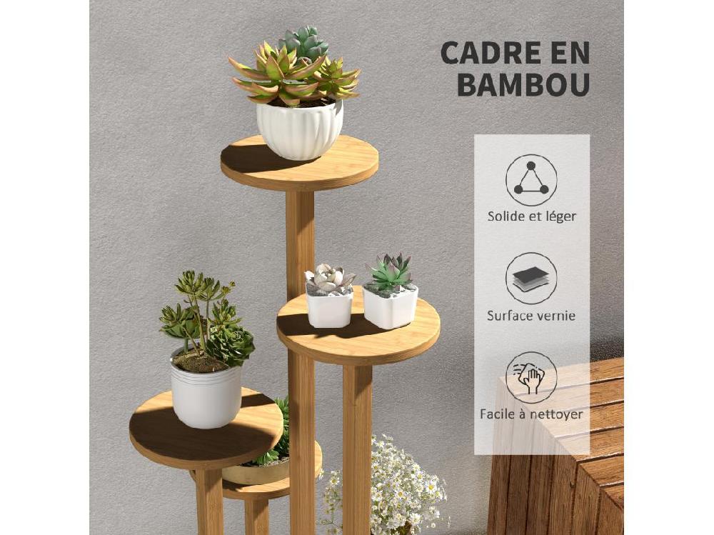 Vente Unique Étagère à Plantes Support à Plantes 5 Niveaux Bambou