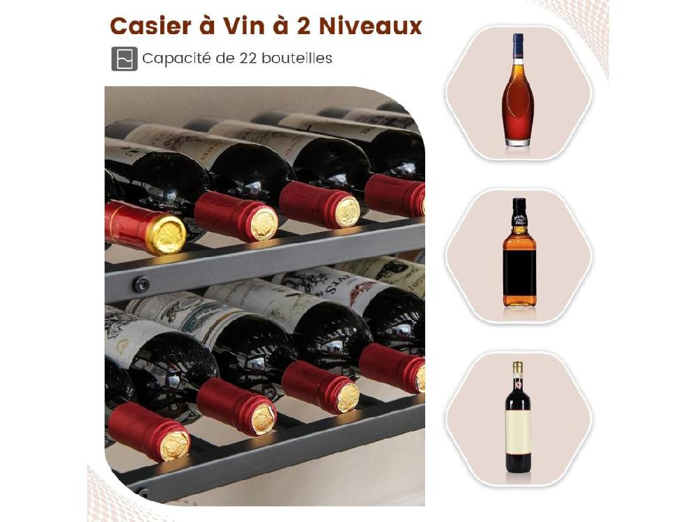 Vente Unique Étagère à Vin 22 Bouteilles 2 Casiers à Vin Et 4 Porte-verres Marron Rustique