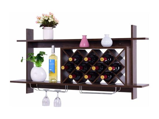 Vente Unique Étagère à Vin Mural Casier à Vin Porte-bouteilles De Vin Pour Fixation Murale (brun)