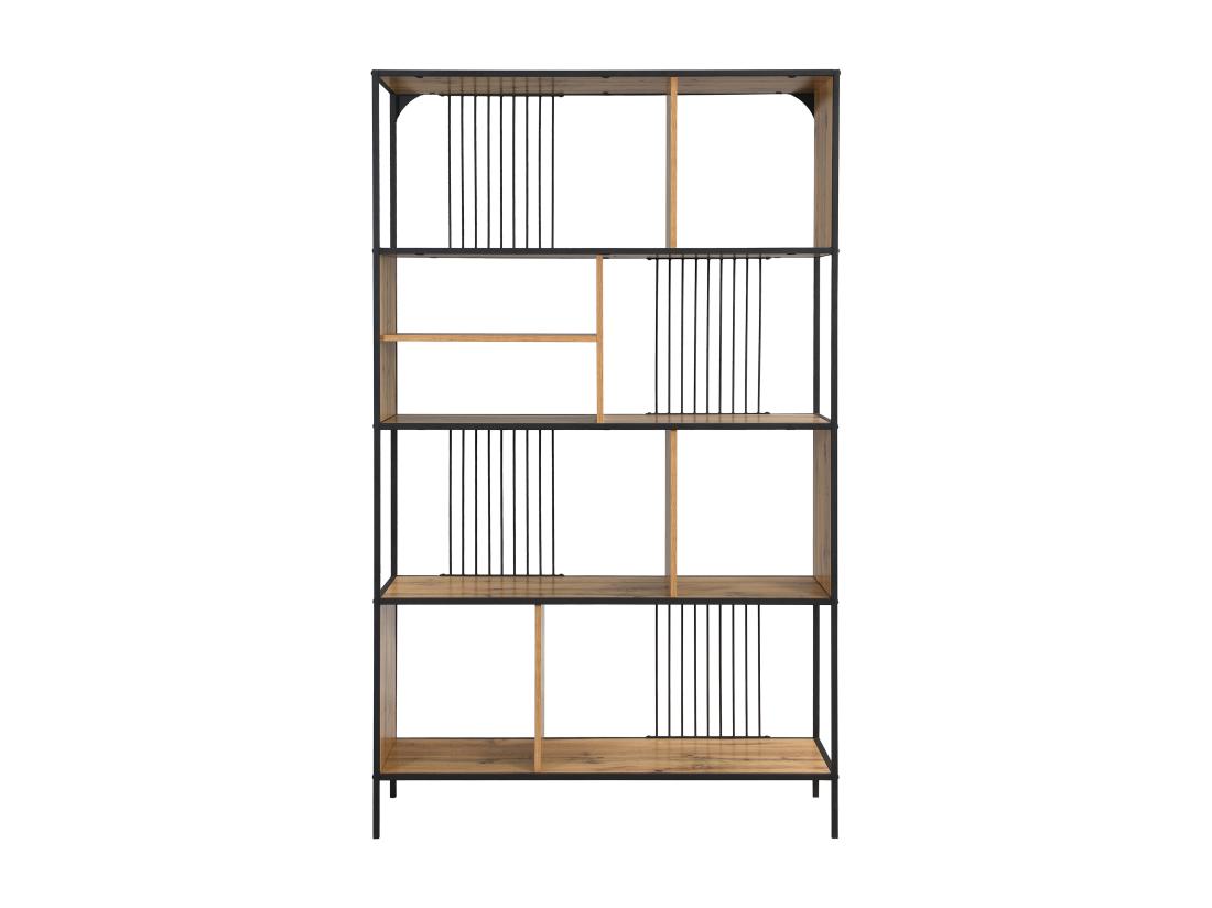 Vente Unique Etagère Avec 9 Niches En MDF Et Acier - Naturel Et Noir - LEMAVIA