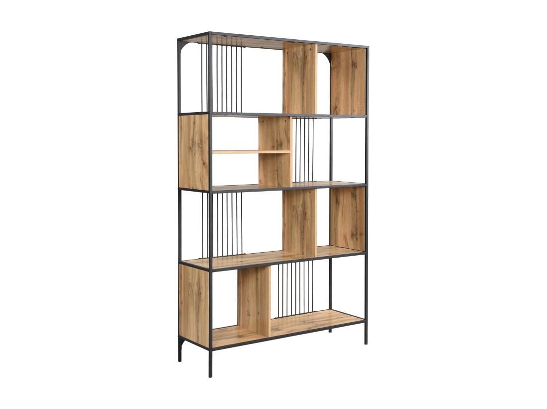 Vente Unique Etagère Avec 9 Niches En MDF Et Acier - Naturel Et Noir - LEMAVIA