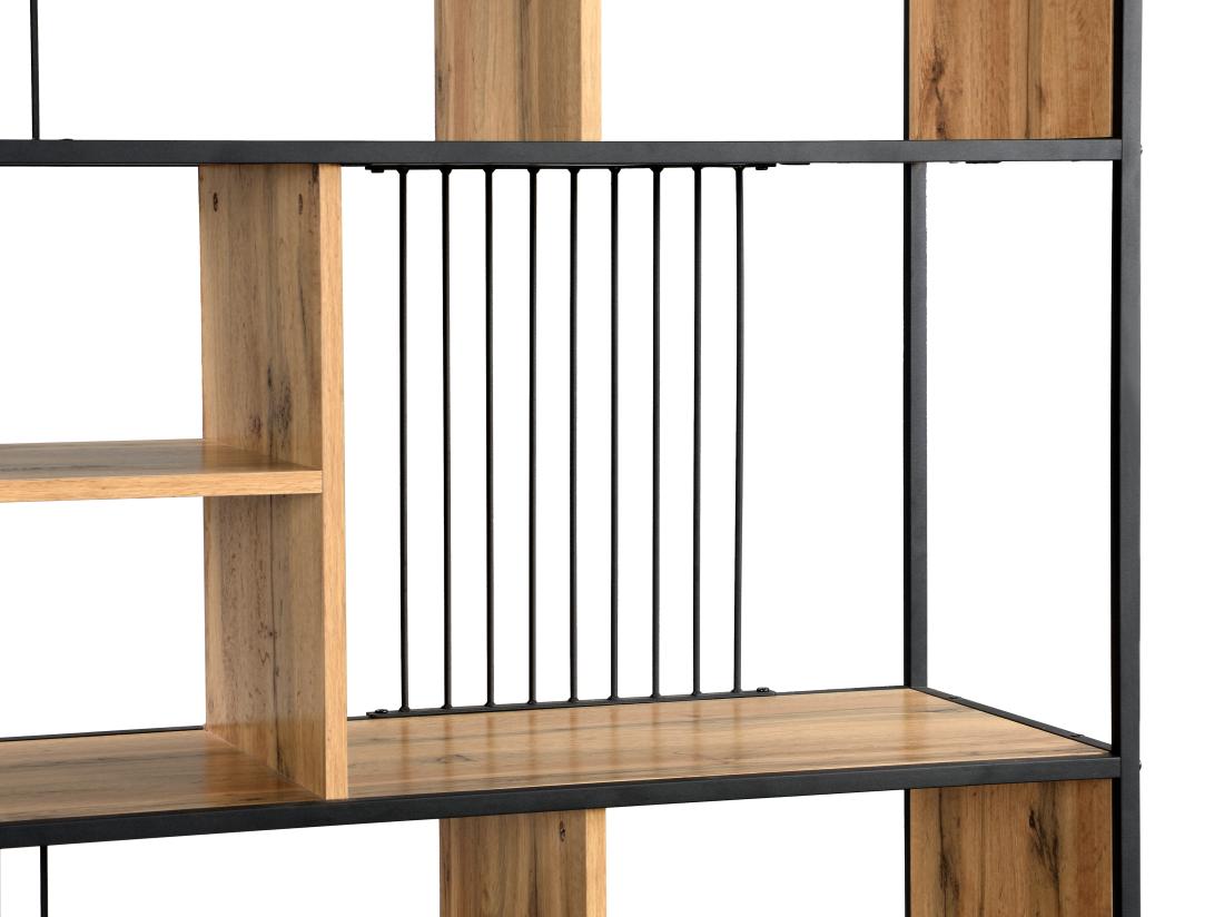 Vente Unique Etagère Avec 9 Niches En MDF Et Acier - Naturel Et Noir - LEMAVIA