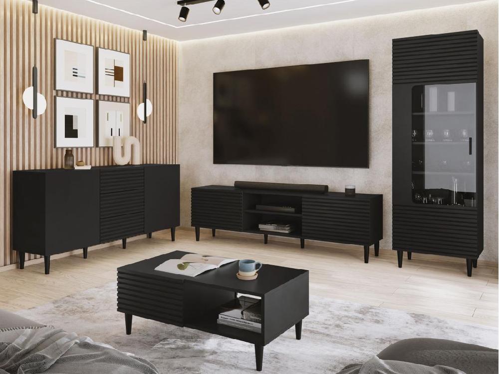 Vente Unique Étagère Comfivo Mavmono 107 Fermé|Avec Des Portes MDF|Stratifié|Verre 180x60x40cm