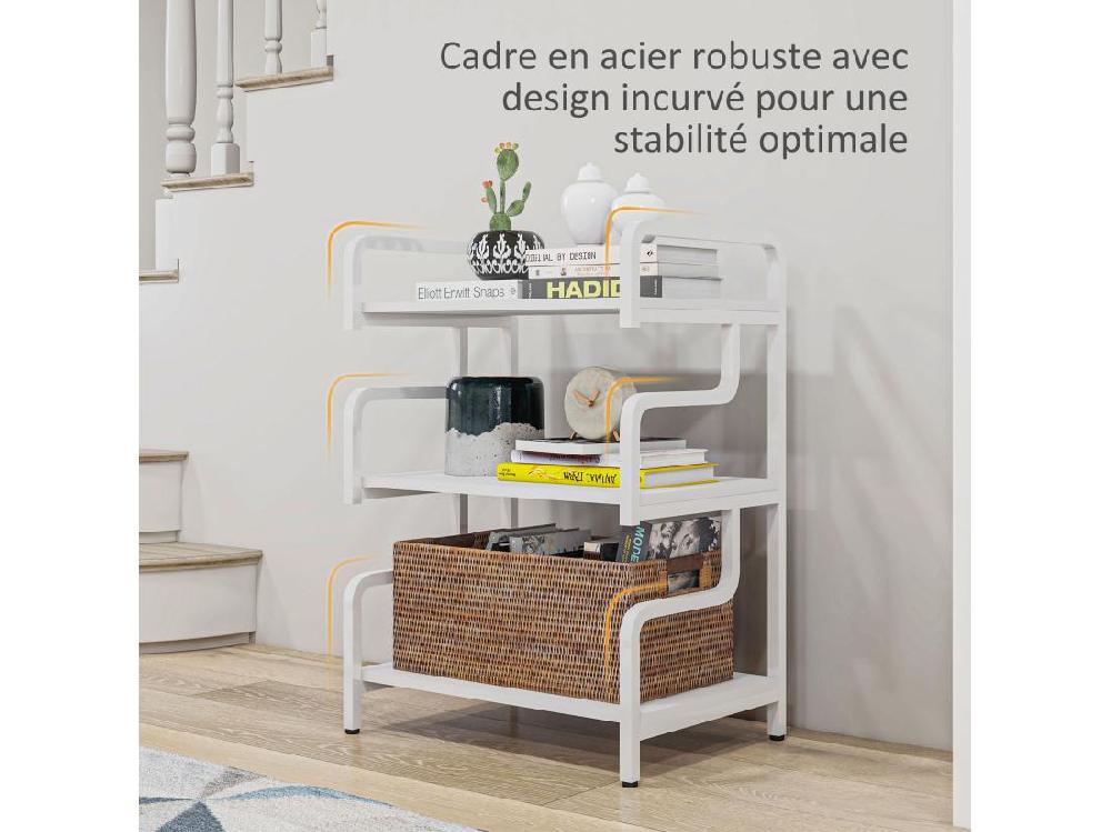 Vente Unique Étagère De Rangement 3 Niveaux - Support D'imprimante - Acier Panneaux Blanc