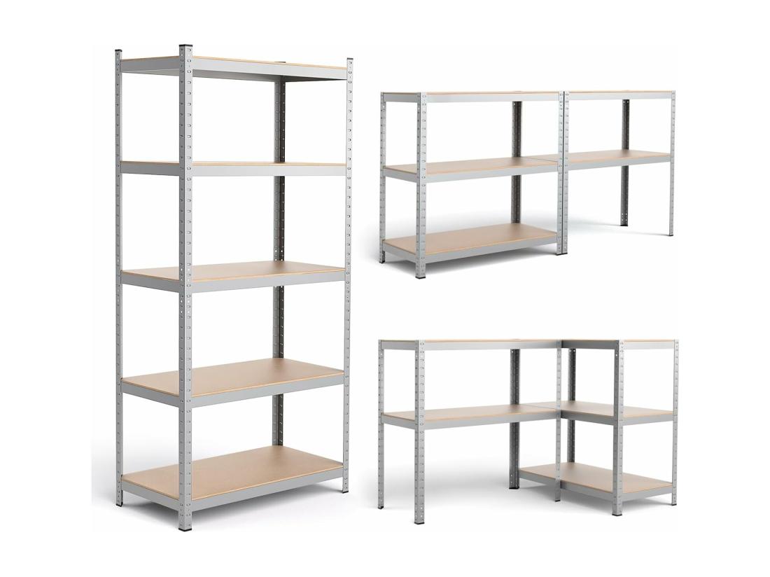 vente unique Étagère de Rangement à 5 Niveaux 46 x 91 x 183 cm Charge Lourde Totale 1325 kg (265 kg par Niveau) pour Garage Cave Atelier Cuisine (Argent)