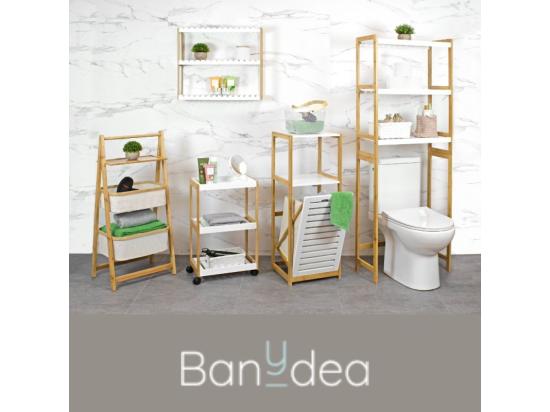 Vente Unique Etagère De Salle De Bain DEBLANCH En Bambou Avec Panier à Linge