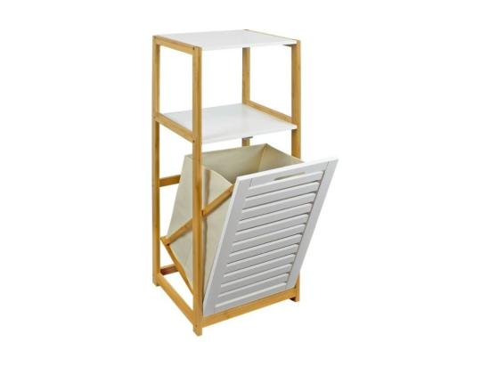 Vente Unique Etagère De Salle De Bain DEBLANCH En Bambou Avec Panier à Linge
