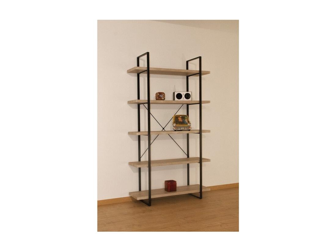 vente unique Étagère industrielle SHELVES – 5 niveaux – Bois et métal – Design loft tendance