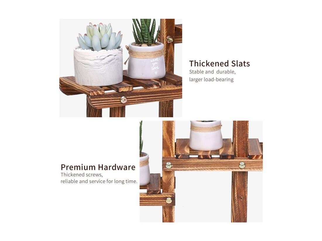 Vente Unique Étagère Plante Balcon Porte Plante En Bois Massif Support Pour Plantes 58x50x11.5cm