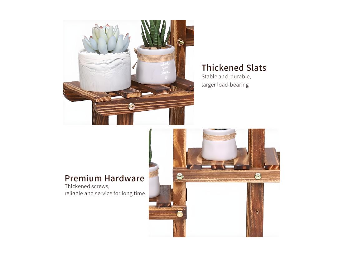 vente unique Étagère plante balcon porte plante en bois massif support pour plantes 58x50x11.5cm