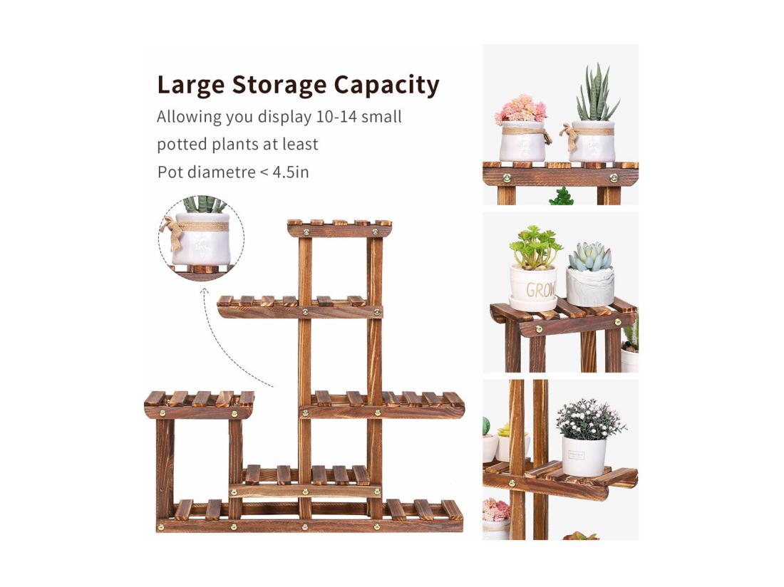 Vente Unique Étagère Plante Balcon Porte Plantes En Bois Massif Support Pour Pot De Fleur 60x61.5x11.5cm