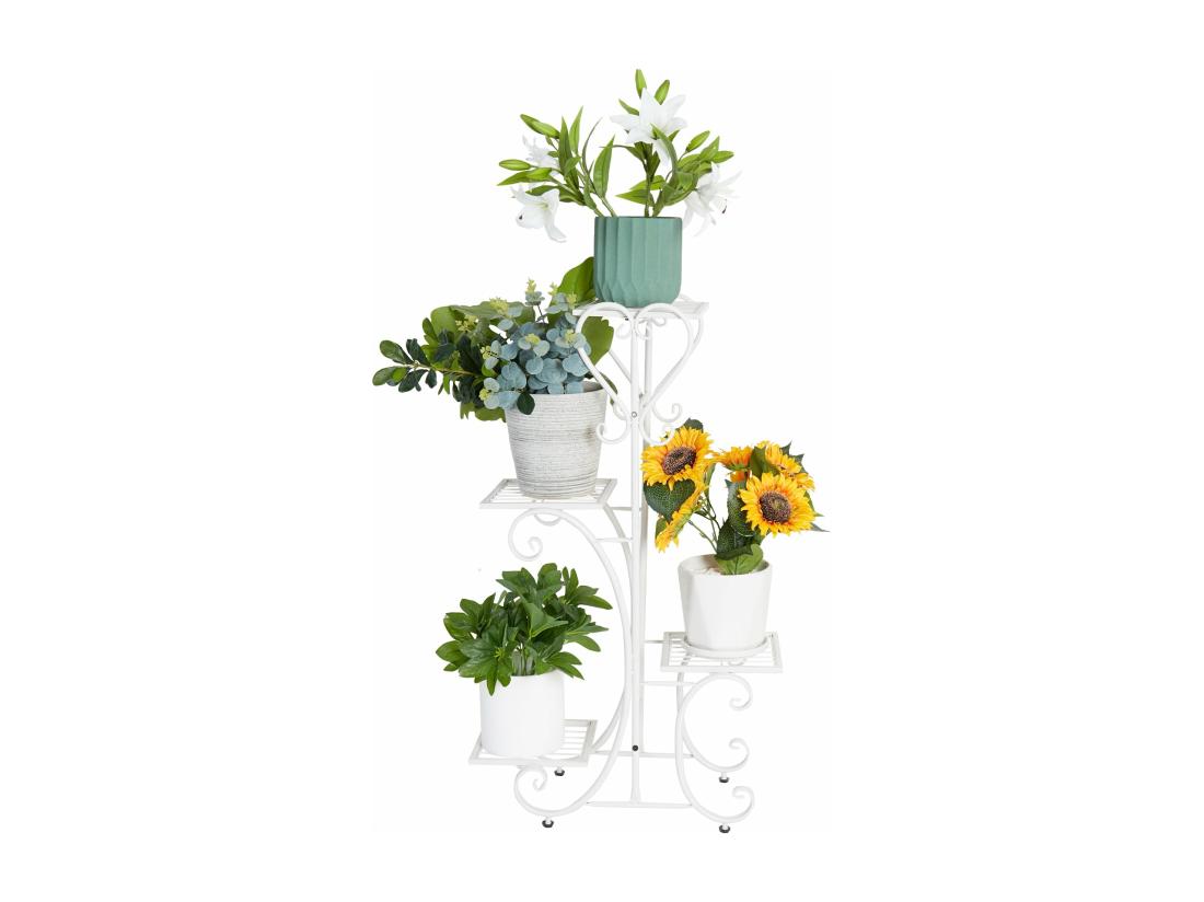 Vente Unique Étagère Plante Intérieure Porte Plantes Support Pot De Fleurs Sur Pied Pour Balcon 87x50x25cm
