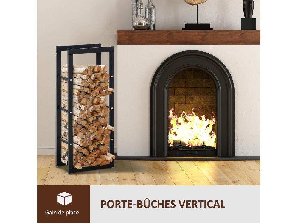 Vente Unique Etagère Porte Bois De Cheminée Porte-bûches Design Contemporain Charge Max. 100 Kg Dim. 40L X 25l X 100H Cm Métal Noir