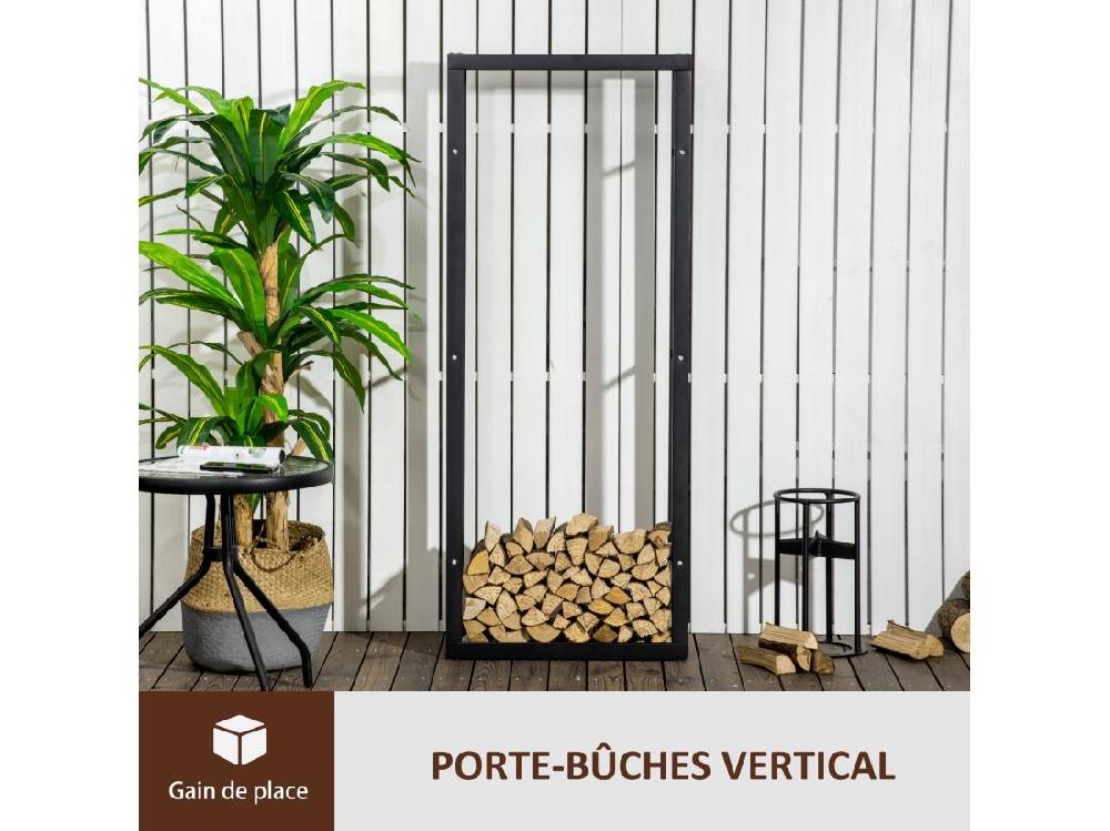 Vente Unique Etagère Porte Bois De Cheminée Porte-bûches Design Contemporain Charge Max. 100 Kg Dim. 60L X 25l X 150H Cm Métal Noir