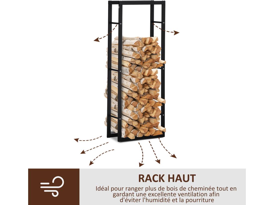 Vente Unique Etagère Porte Bois De Cheminée Porte-bûches Design Contemporain Charge Max. 100 Kg Dim. 60L X 25l X 150H Cm Métal Noir