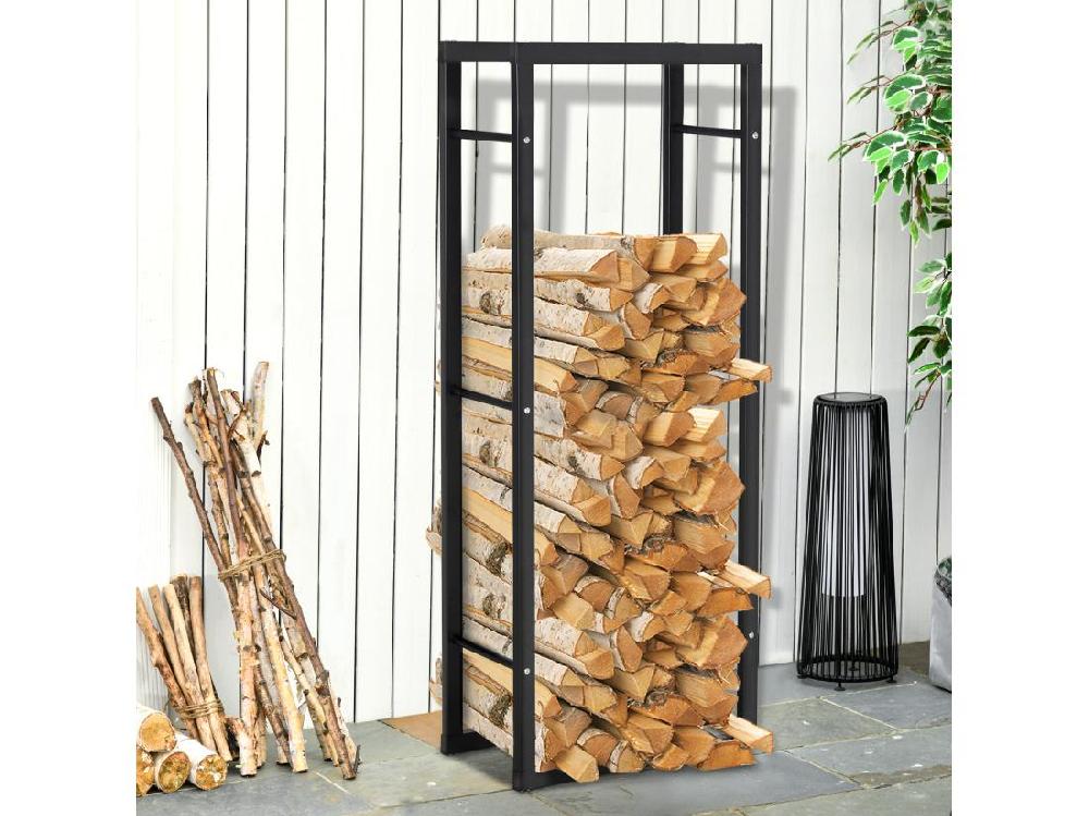 Vente Unique Etagère Porte Bois De Cheminée Porte-bûches Design Contemporain Charge Max. 100 Kg Dim. 60L X 25l X 150H Cm Métal Noir