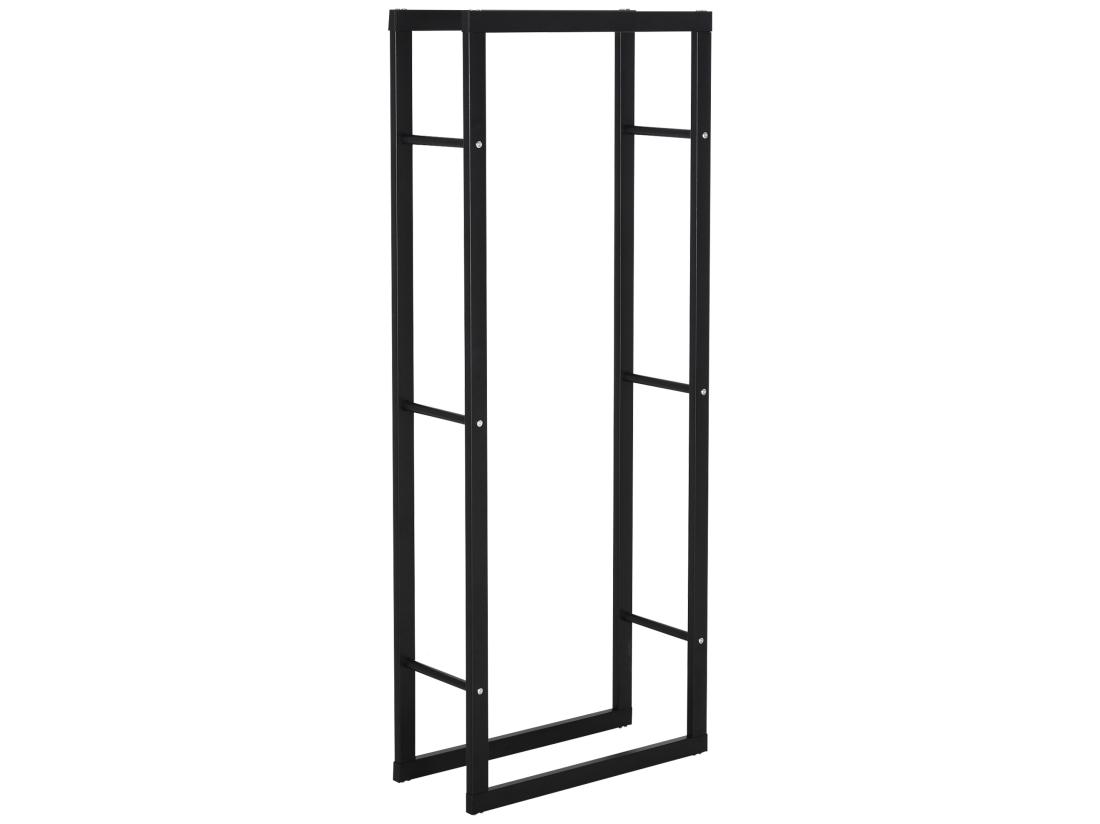 vente unique Etagère porte bois de cheminée porte-bûches design contemporain charge max. 100 Kg dim. 60L x 25l x 150H cm métal noir
