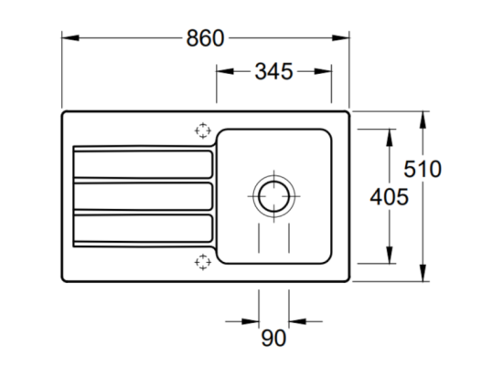 Vente Unique Evier 1 Bac 86 X 51 Cm VILLEROY ET BOCH Architectura 50 Blanc Vidage Automatique Inclus