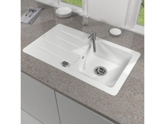 vente unique Evier 1 bac 86 x 51 cm VILLEROY ET BOCH Architectura 50 Blanc vidage automatique inclus