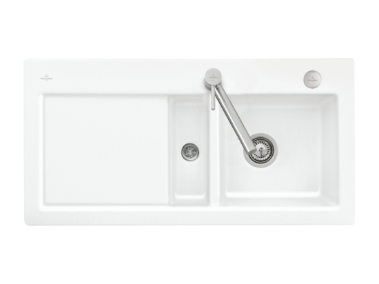 vente unique Evier 1 bac et demi VILLEROY ET BOCH Subway Pure 60 100 x 51 égouttoir à gauche céramique sans vidage blanc