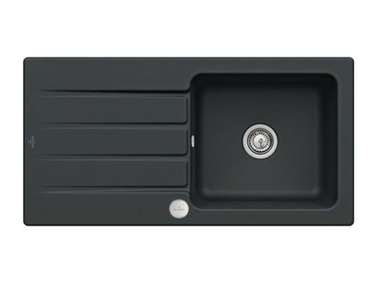 vente unique Evier 1 bac VILLEROY ET BOCH Architectura 60 Pure Black avec vidage automatique