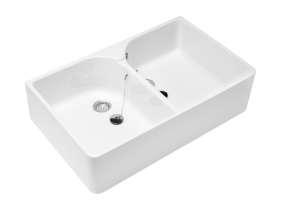 vente unique Evier 2 bacs blanc VILLEROY ET BOCH O Novo 22 x 79 5 x 51 cm avec trop-plein