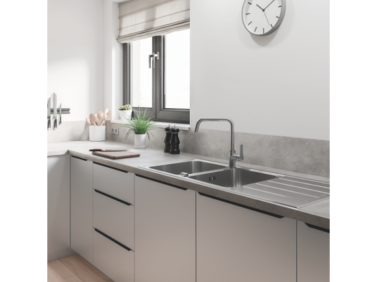 Vente Unique Evier à Encastrer 2 Bacs GROHE K500 Quickfix Réversible Avec Vidage Auto
