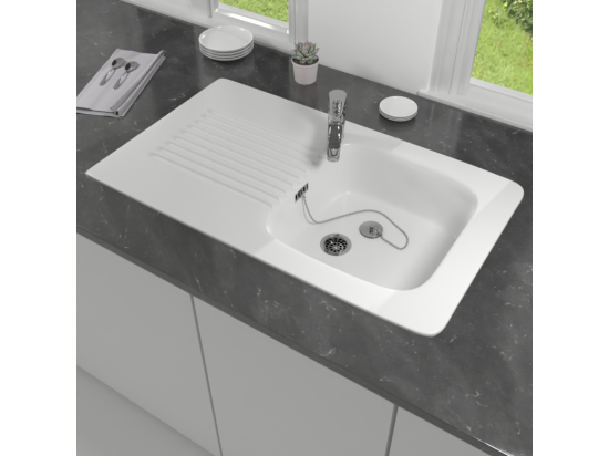 Vente Unique Evier Avec 1 Bac VILLEROY ET BOCH Tudor Blanc 92 X 51 Cm