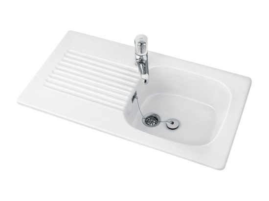 vente unique Evier avec 1 bac VILLEROY ET BOCH Tudor blanc 92 x 51 cm