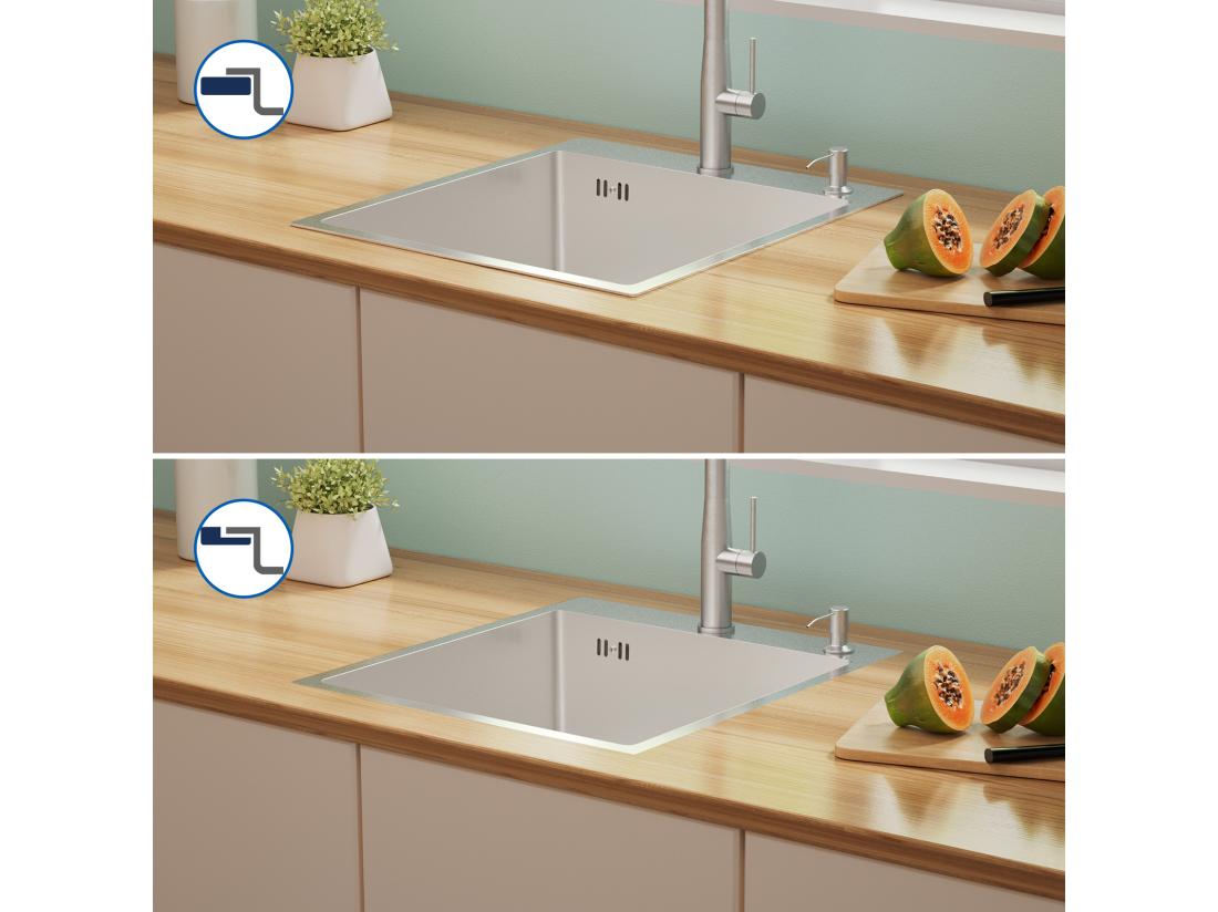 Vente Unique Évier Cuisine 1 Bac 44*49*20 CM Lavabo Cuisine Avec Distributeur Savon Inox 304 Évier Encastré/à Poser Évier Avec Trou De Montage Pour Robinet