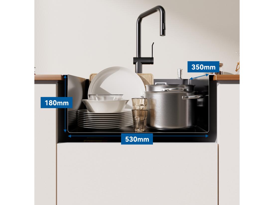 Vente Unique Évier Cuisine Noir 58*45*18CM Lavabo Cuisine 1 Bac Avec Égouttoir Enroulable Et Distributeur De Savon Inox Montage à Encastrer Ou à Fleur